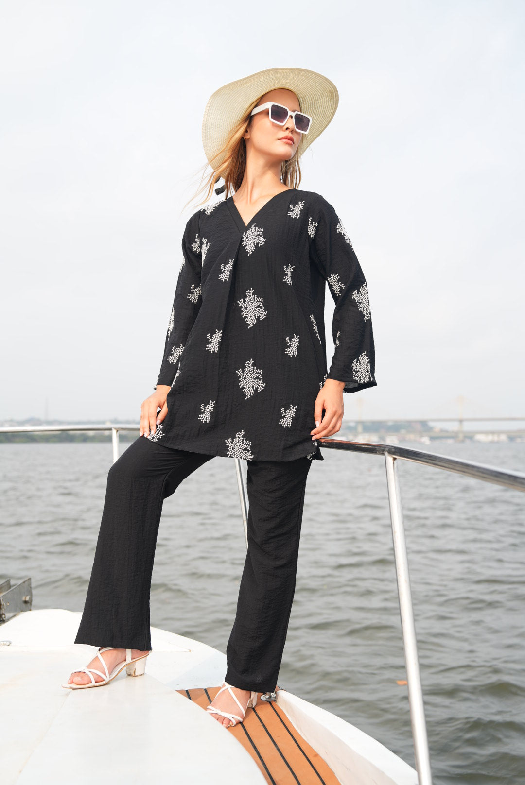 Black-Colored Embroidered Co-Ord Set