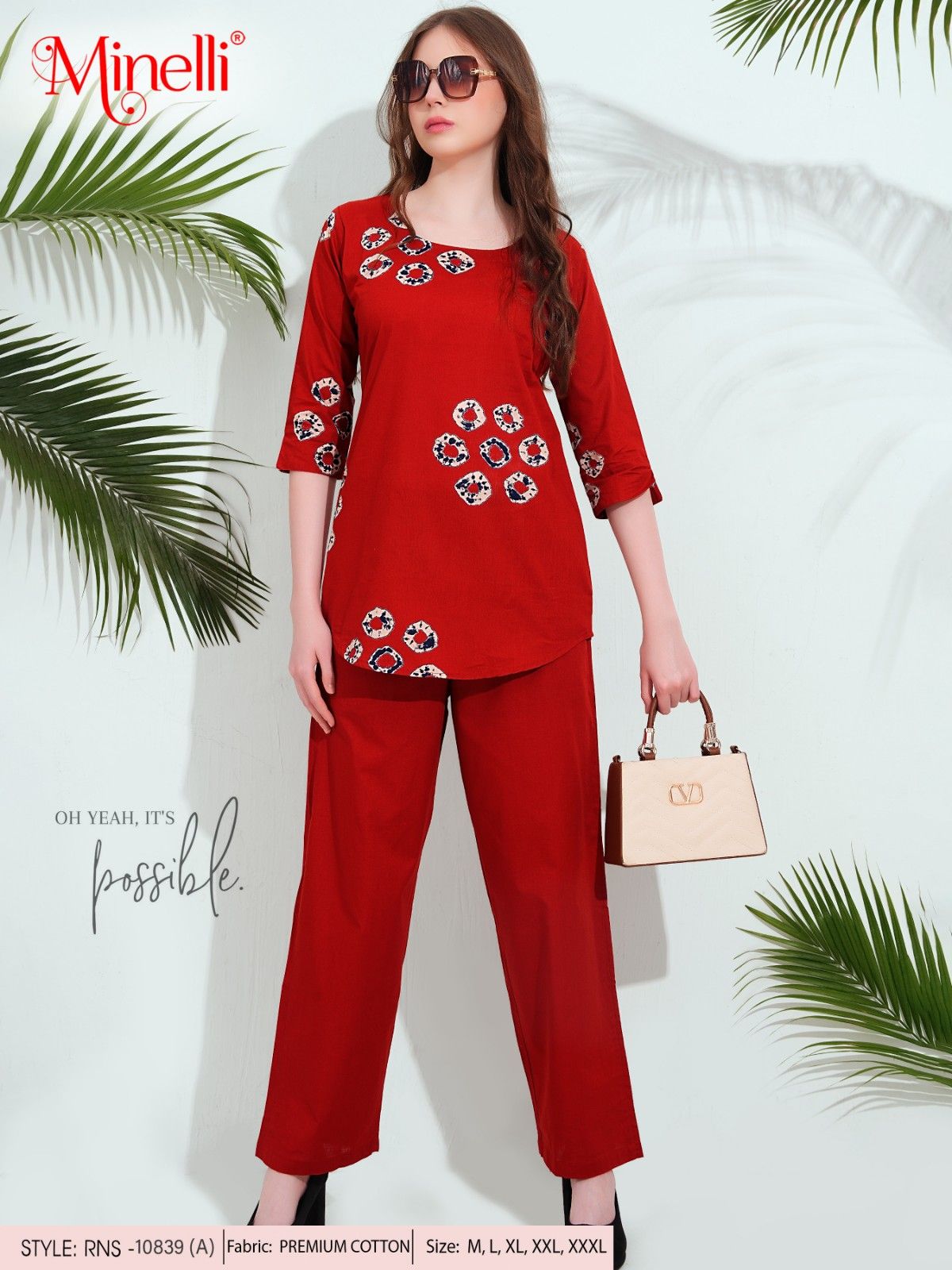 Red-Colored Printed Co-Ord Set