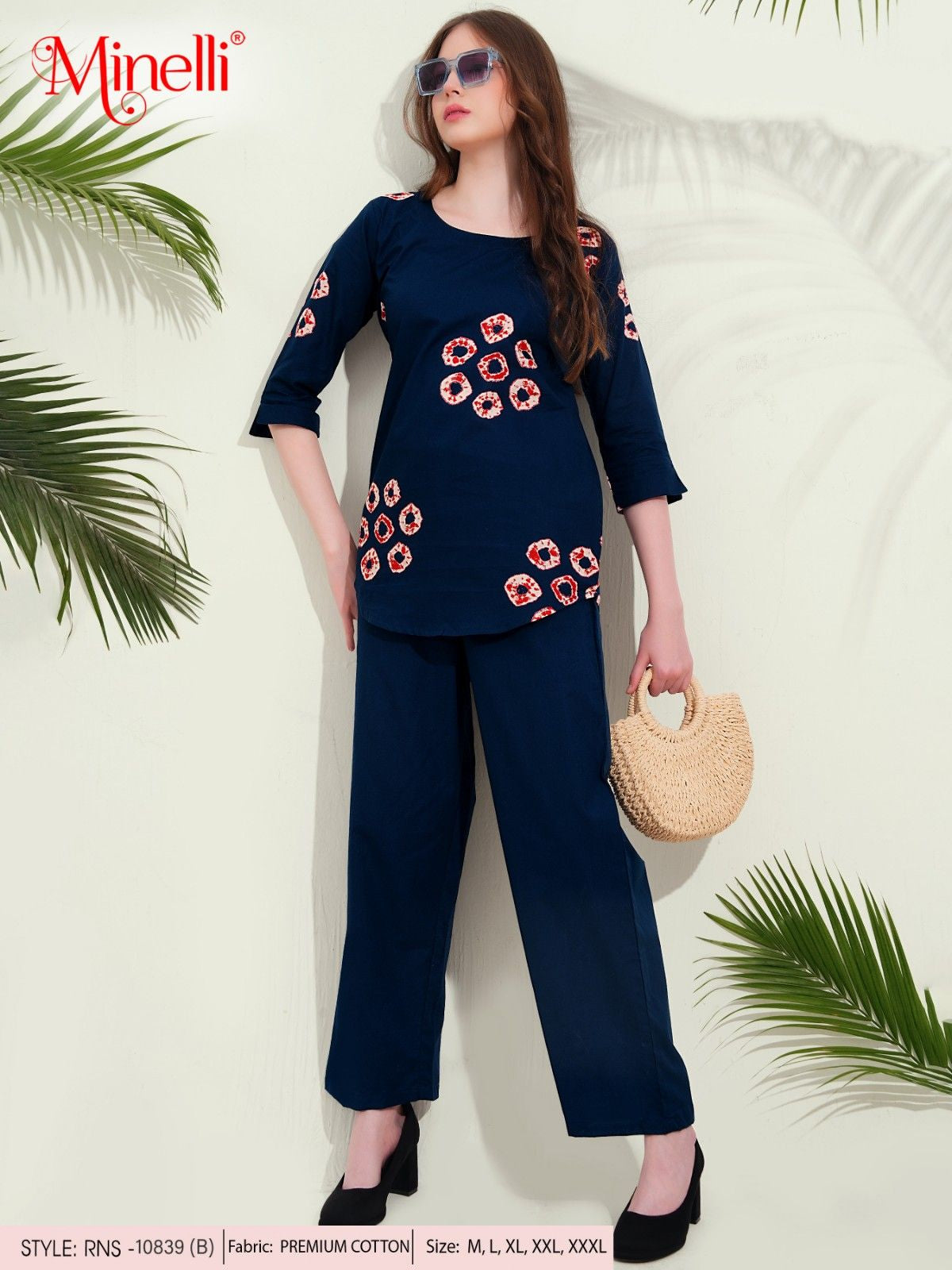 D.Blue-Colored Printed Co-Ord Set