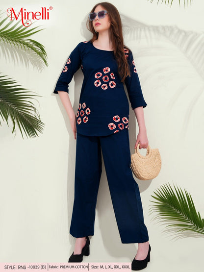 D.Blue-Colored Printed Co-Ord Set