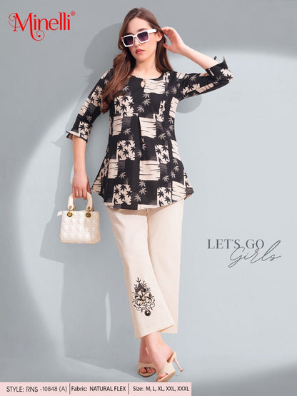 Black Eel-Colored Printed Co-Ord Set