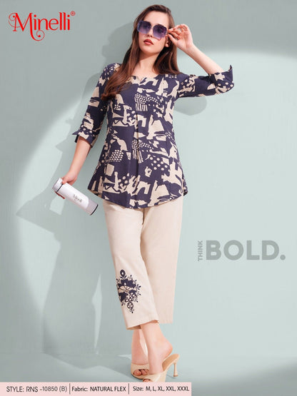 Purple Taupe-Colored Printed Co-Ord Set