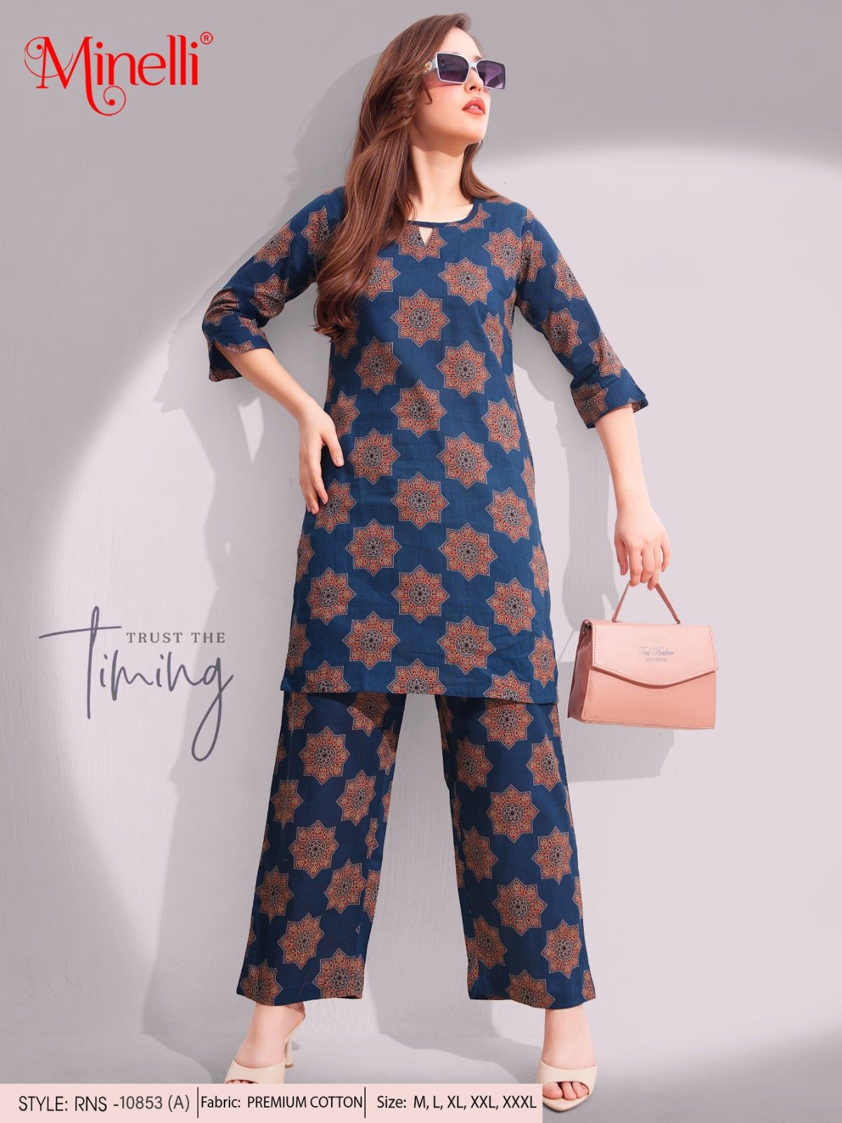 Navy Blue-Colored Printed Co-Ord Set