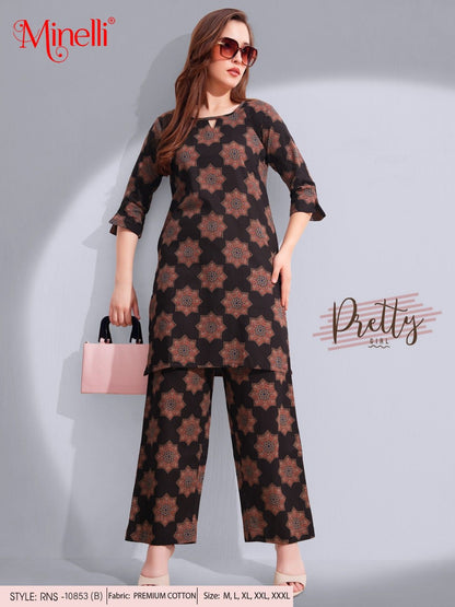 Coffee Brown-Colored Printed Co-Ord Set