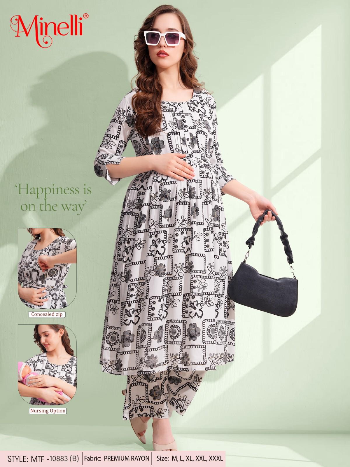 Womens Maternity Kurti Pant Set - Off White