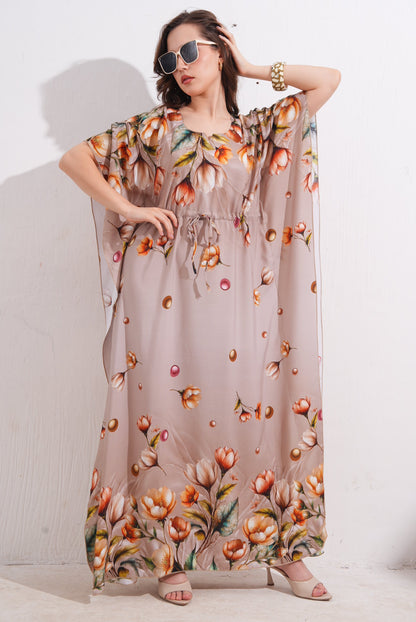 Womens Printed Kaftan Nightdress - Quicksand