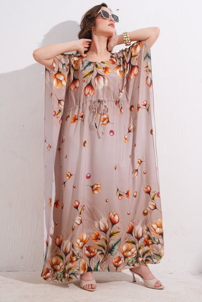 Womens Printed Kaftan Nightdress - Quicksand
