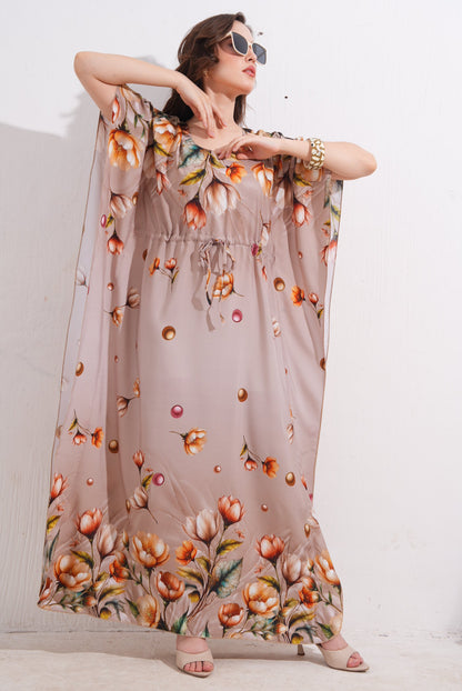 Womens Printed Kaftan Nightdress - Quicksand
