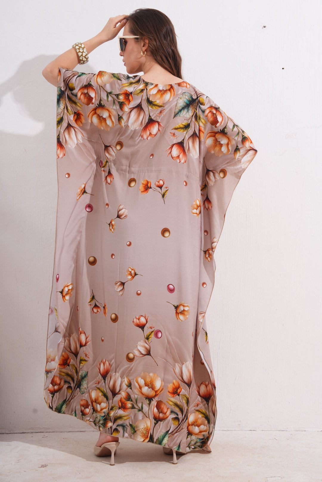 Womens Printed Kaftan Nightdress - Quicksand