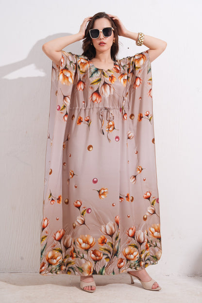 Womens Printed Kaftan Nightdress - Quicksand
