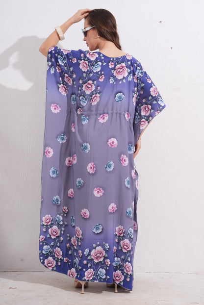Womens Printed Kaftan Nightdress - Faded Purple