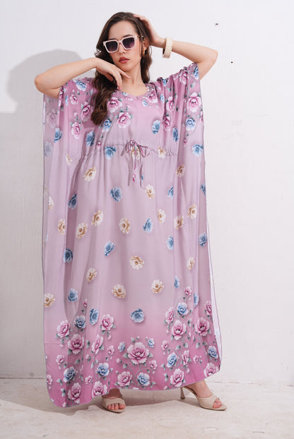 Womens Printed Kaftan Nightdress - Pink Flare