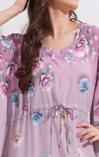 Womens Printed Kaftan Nightdress - Pink Flare
