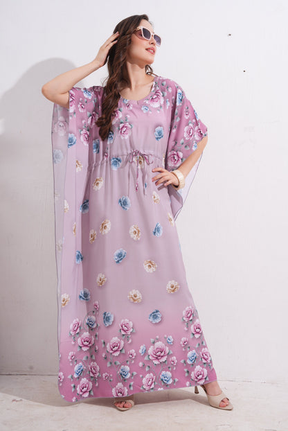 Womens Printed Kaftan Nightdress - Pink Flare