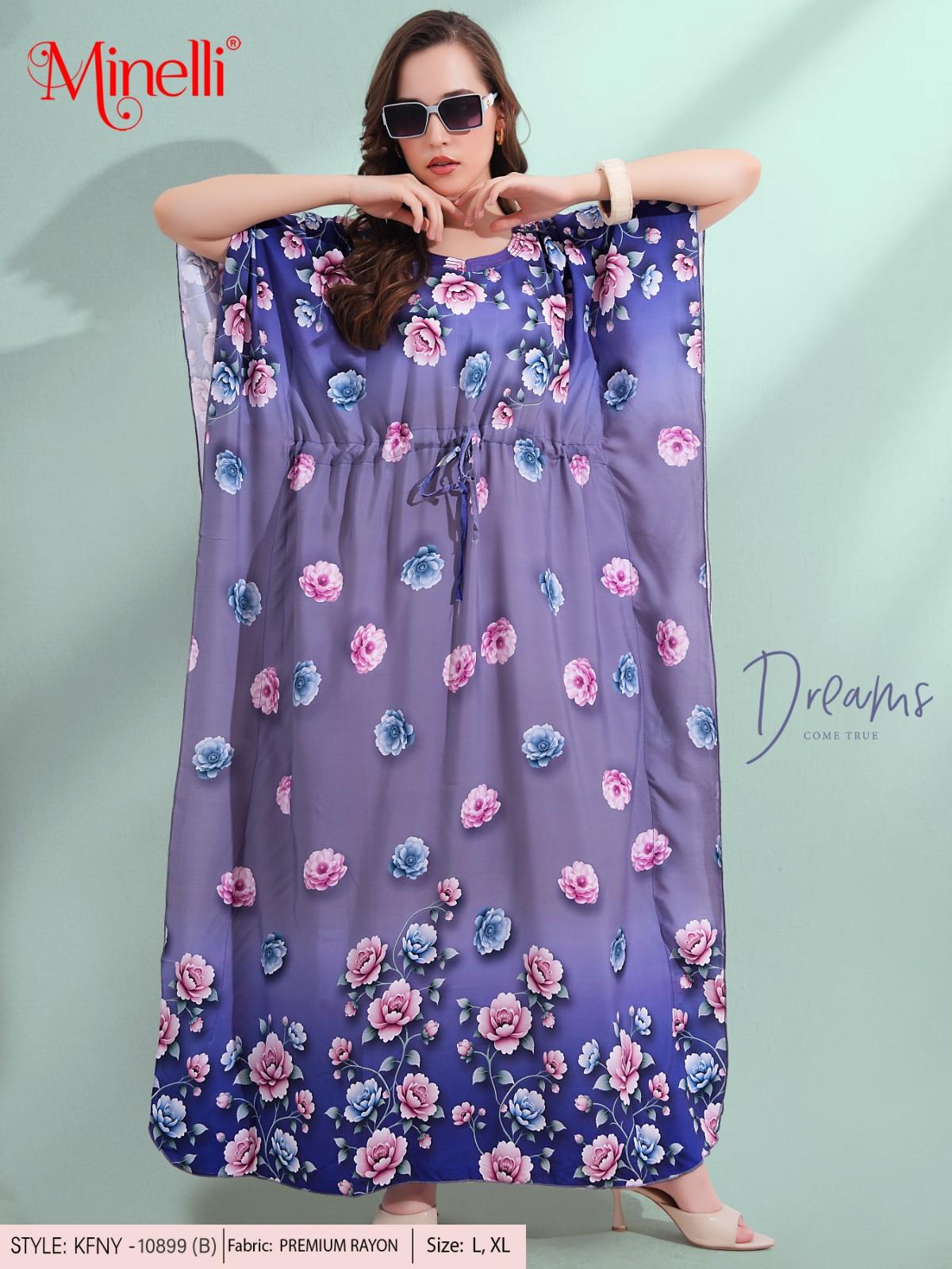 Womens Printed Kaftan Nightdress - Faded Purple