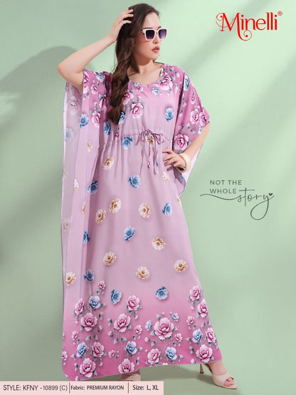 Womens Printed Kaftan Nightdress - Pink Flare