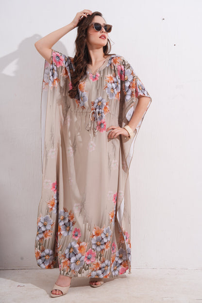 Womens Printed Kaftan Nightdress - Quicksand