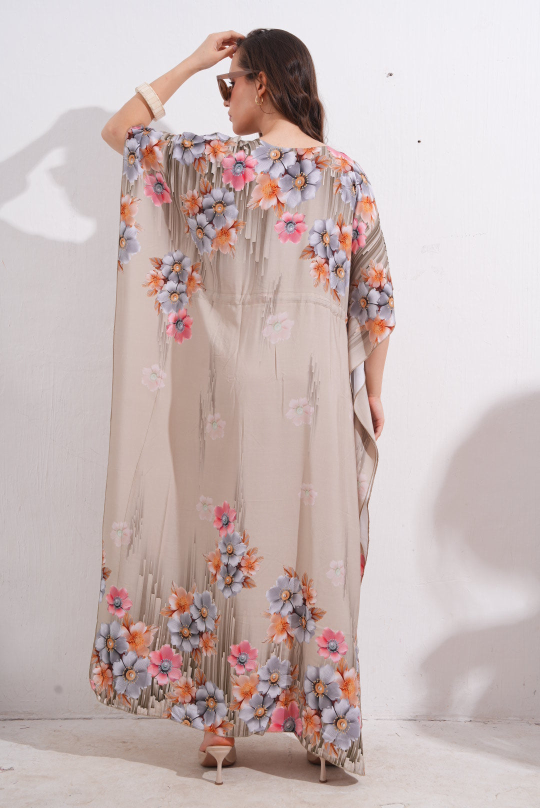 Womens Printed Kaftan Nightdress - Quicksand