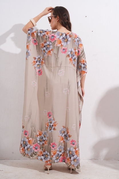 Womens Printed Kaftan Nightdress - Quicksand