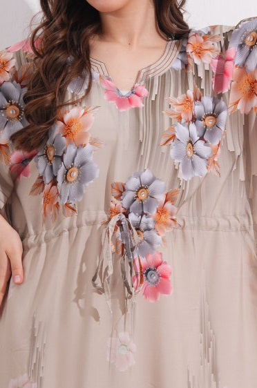 Womens Printed Kaftan Nightdress - Quicksand