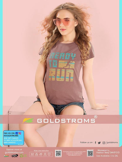 Womens Brown Lycra Fashion Tees