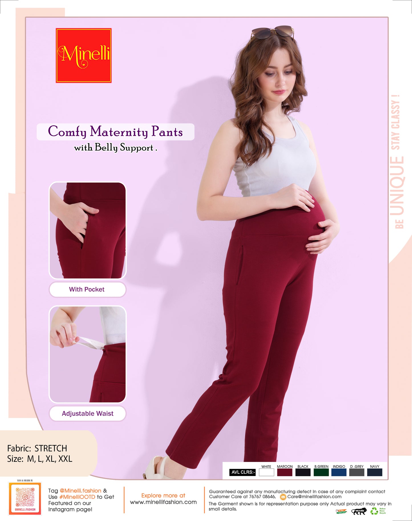 Womens Maternity Pant - Maroon