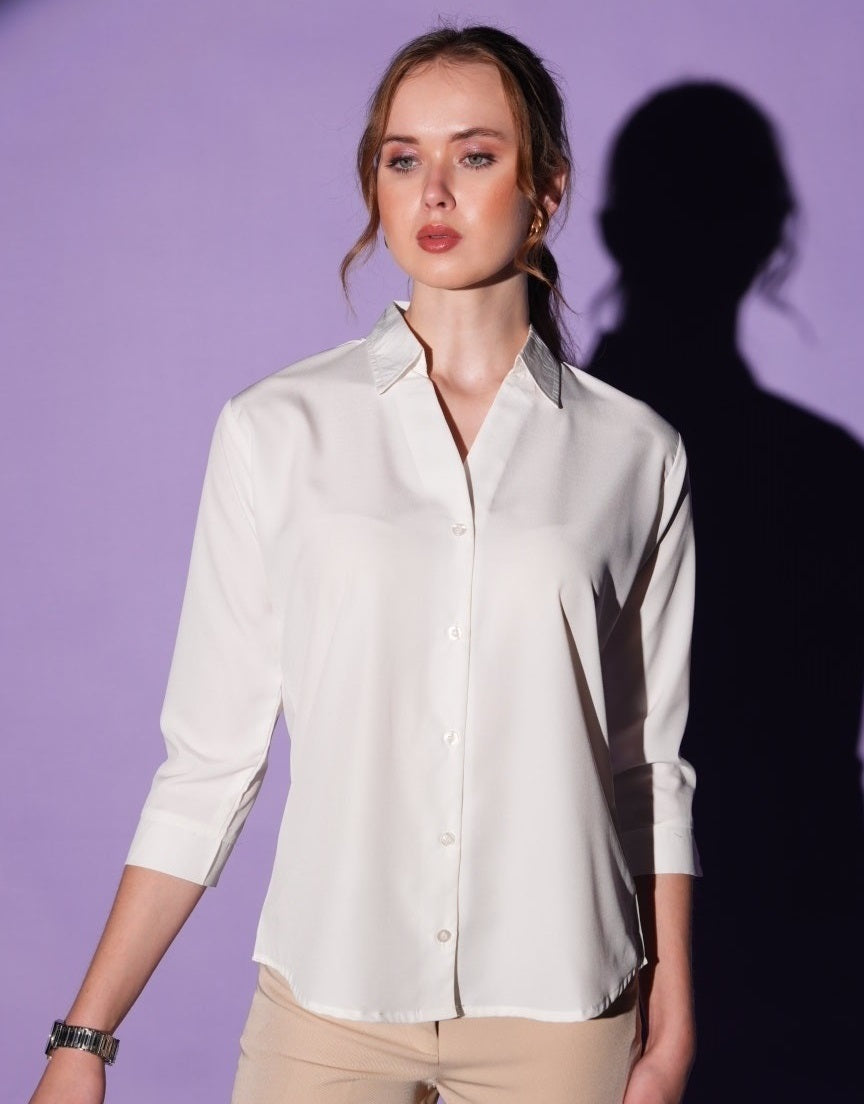 White-Colored Solid Formez Shirt