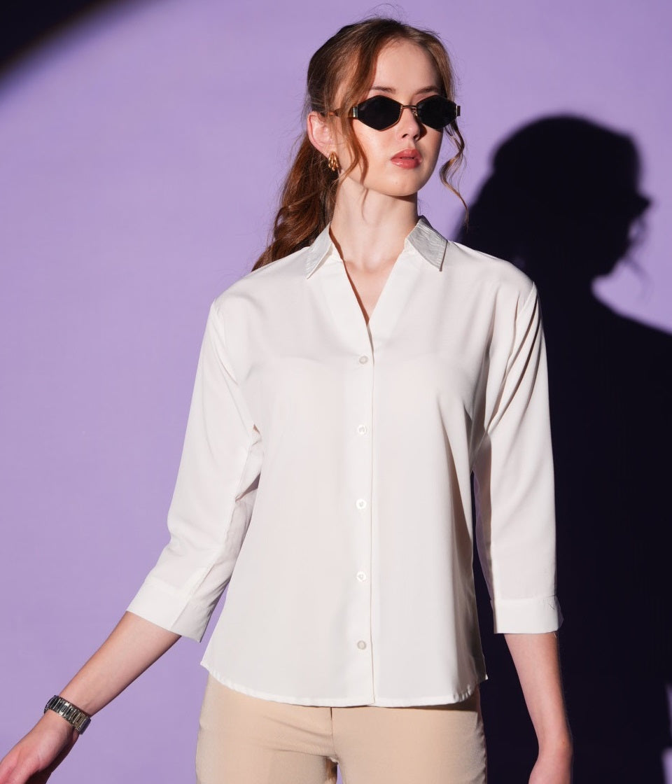 White-Colored Solid Formez Shirt