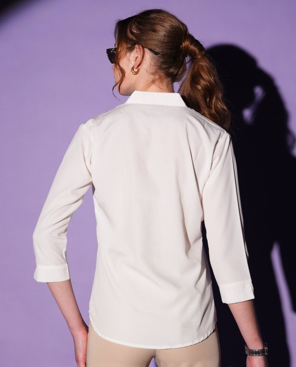 White-Colored Solid Formez Shirt