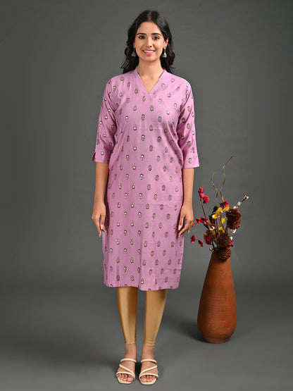 Womens Onion-Colored Straight Kurta