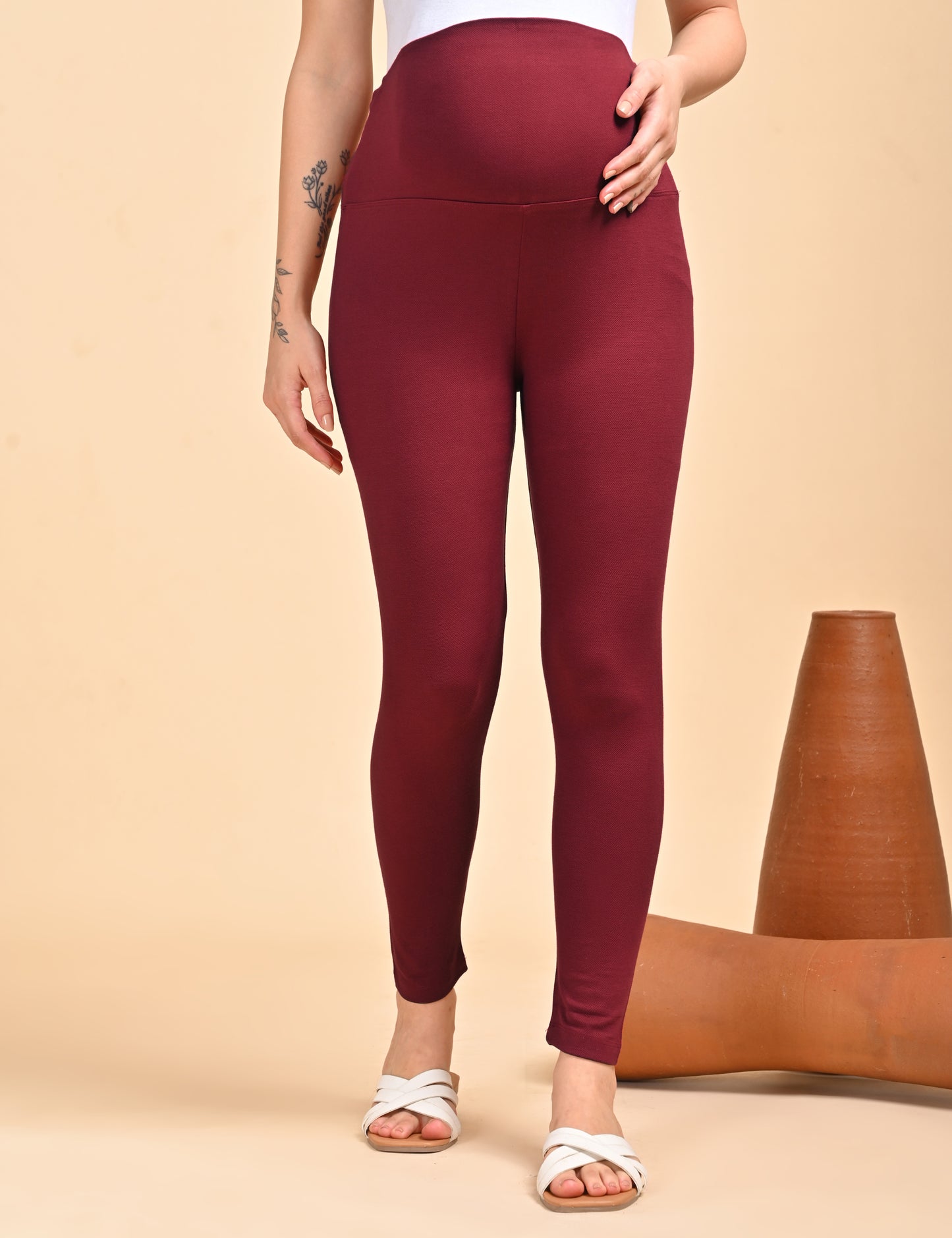 Womens Maternity Legging - Maroon