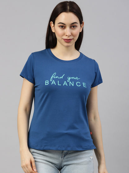 Womens Blue Lycra Fashion Tees