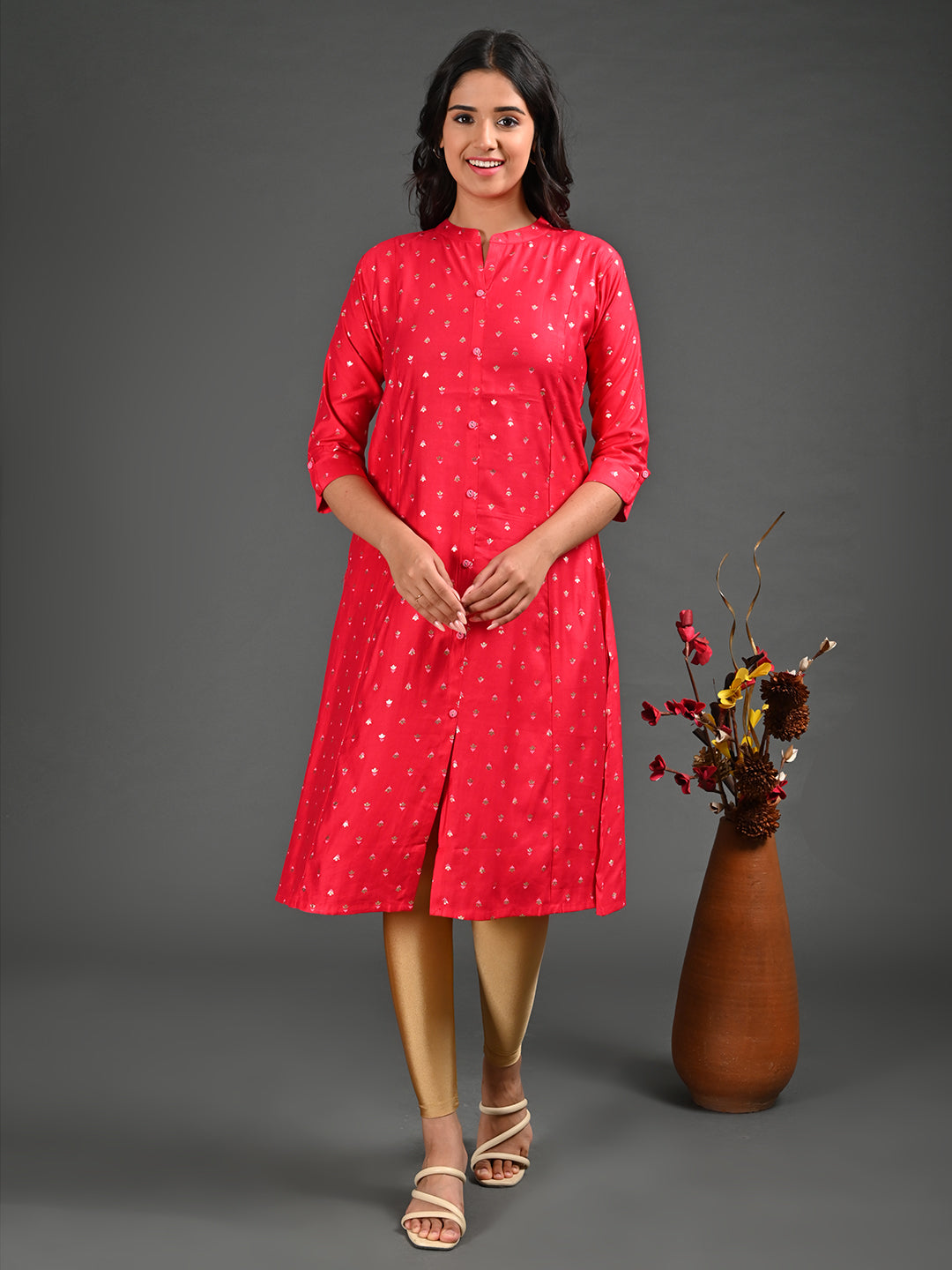 Womens D.Fuchsia-Colored A-Line Kurta