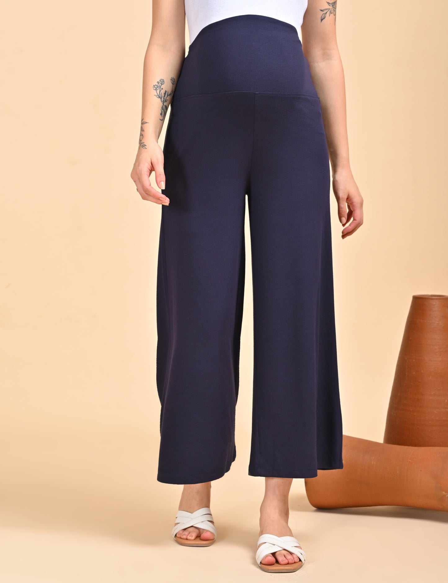 Womens Maternity Palazzo - Navy Blue