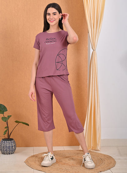 Womens Printed Travel Wear - Maroon