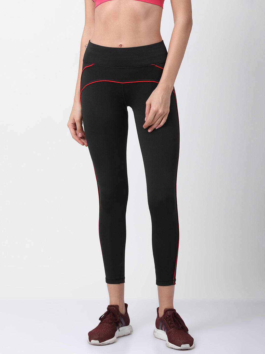 Black/Red Flexi Fit Active Trackpant