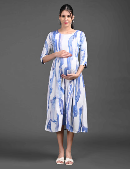 White-Colored Maternity 3/4th Gown