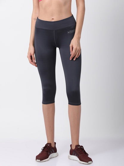 Womens Mid-Rise Solid Capri - Grey/Fuchsia