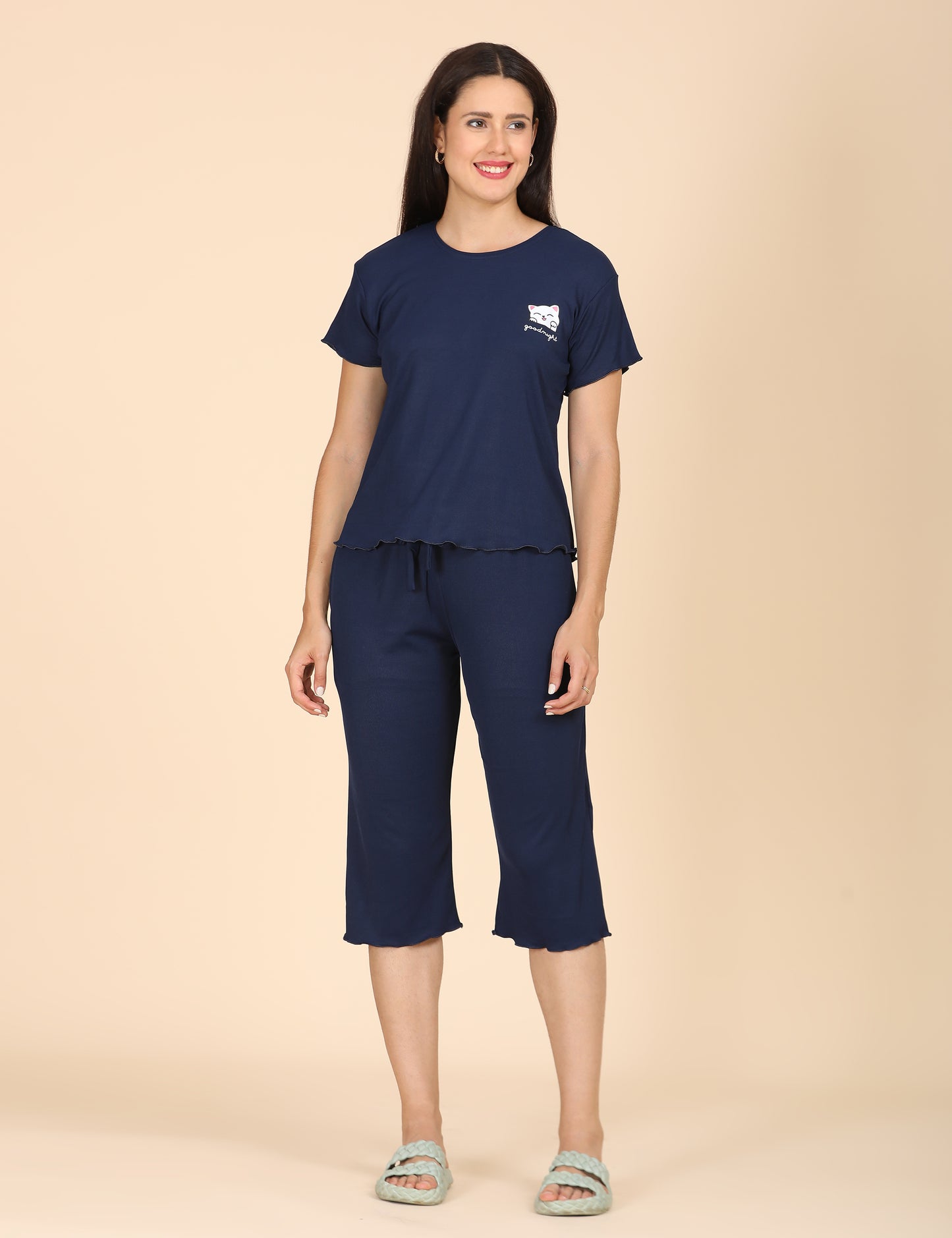 Womens Printed Travel Wear - Navy Blue