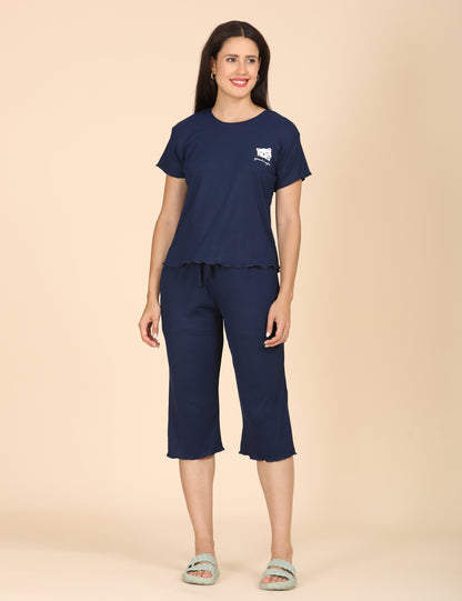 Womens Printed Travel Wear - Navy Blue