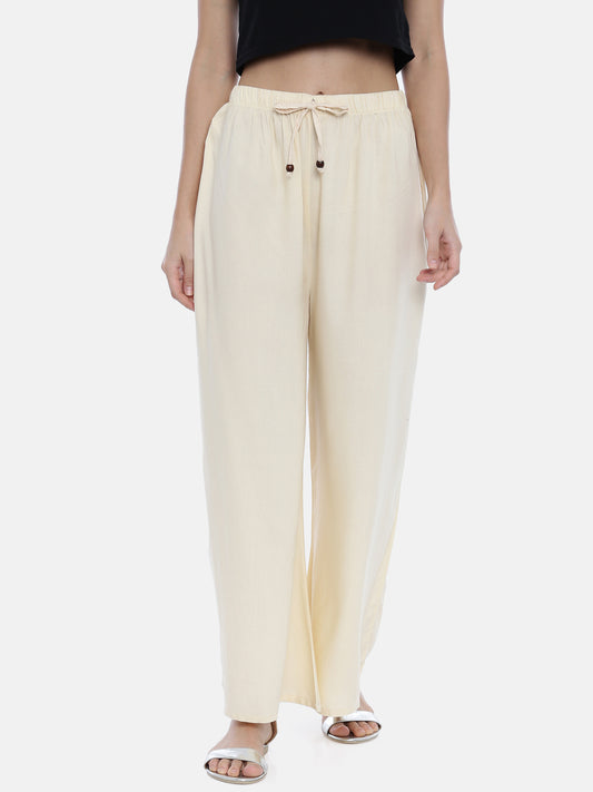 Mid Rise Straight Palazzo - Off White
