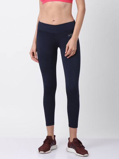 Womens Mid-Rise Solid Trackpant - Navy/Fuchsia