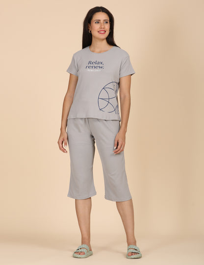 Womens Printed Travel Wear - Grey