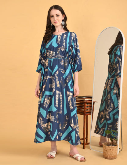 Indigo-Colored Ankle Gown