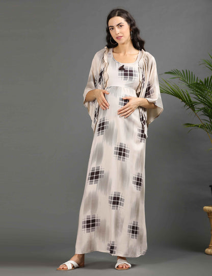 Yellow-Colored Maternity Long Gown