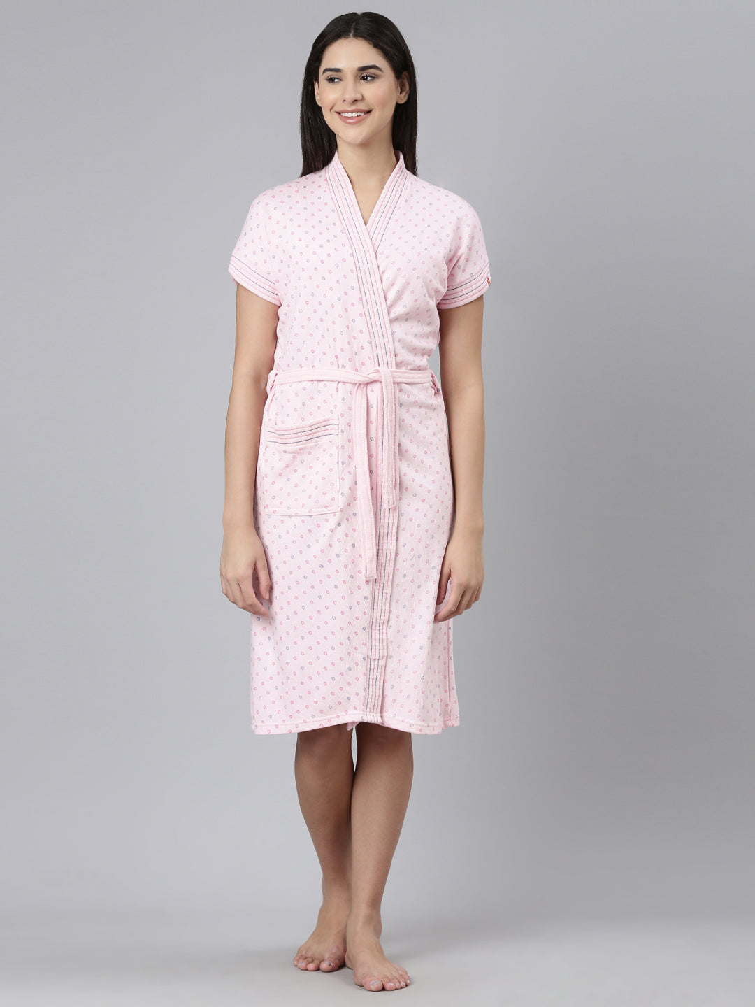 Womens Printed Bathrobe - Pink