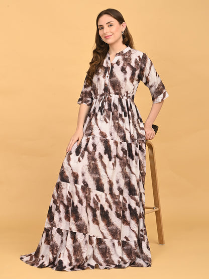 Coffee-Colored Premium Flare Gown