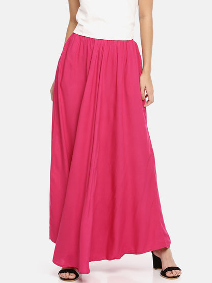 Womens Fuchsia Solid Skirt Palazzo