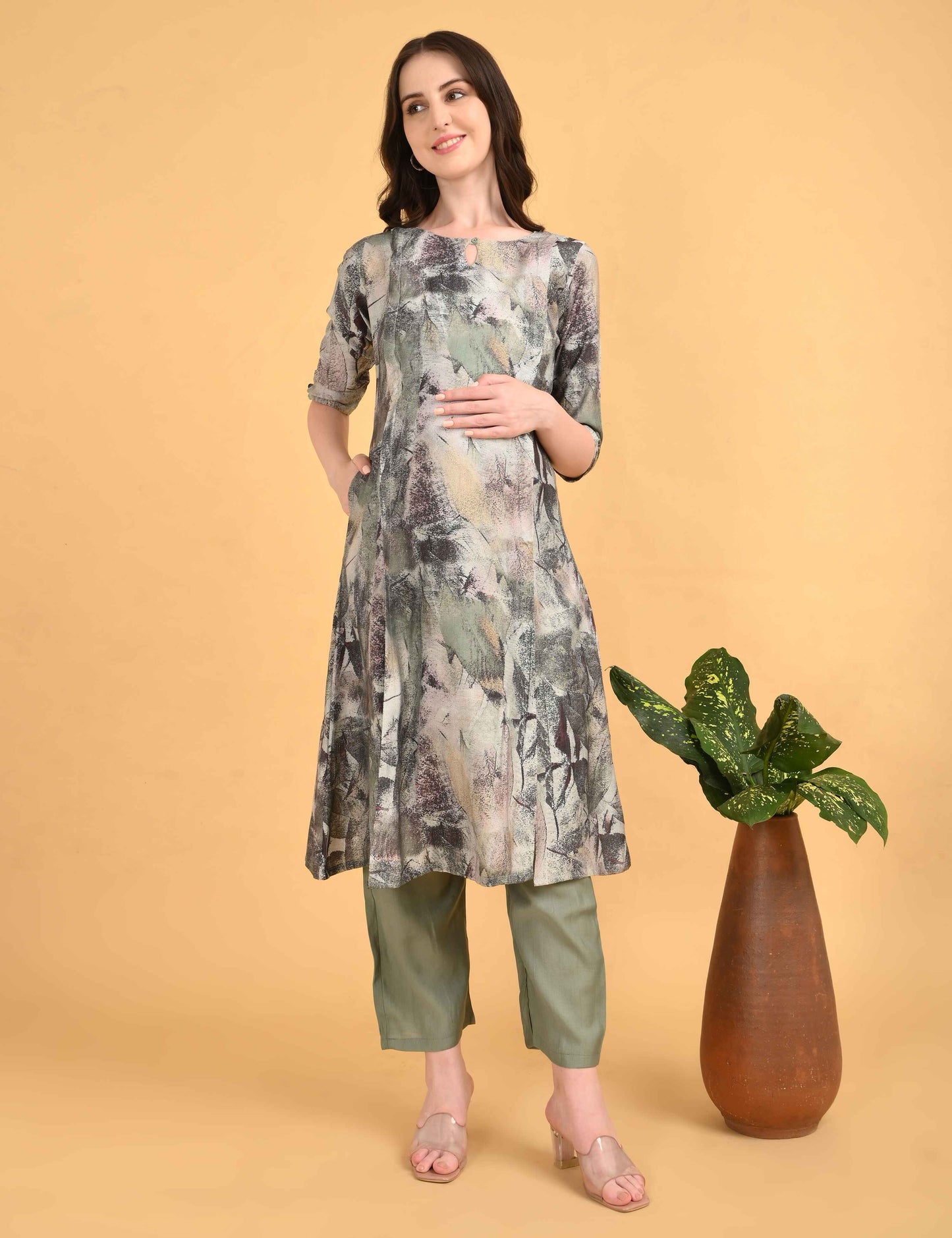 Womens Maternity Kurti Pant Set - Multi