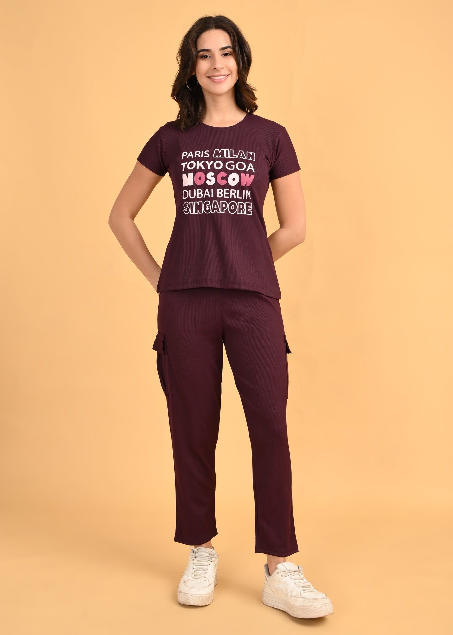 Womens Printed Travel Wear - Magenta